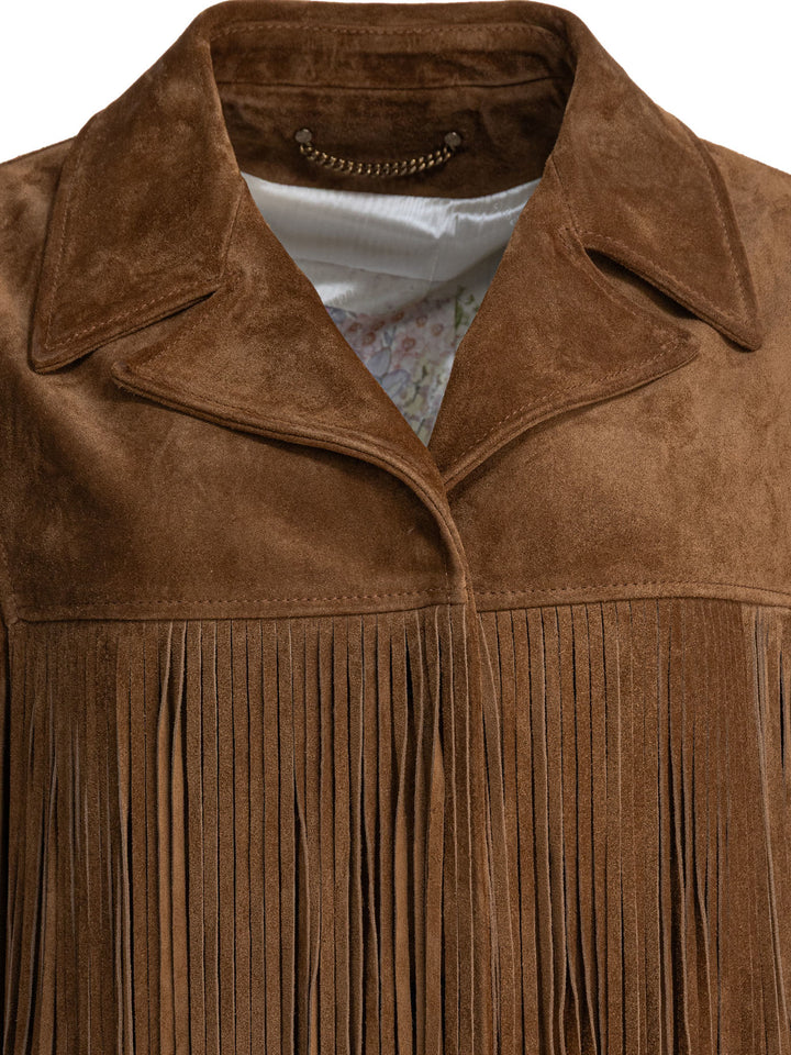 Golden Goose Suede Jacket With Bangs Jackets and Coats - Brown | 70eeea55805473722c11d2a2169dfee2abf2467b