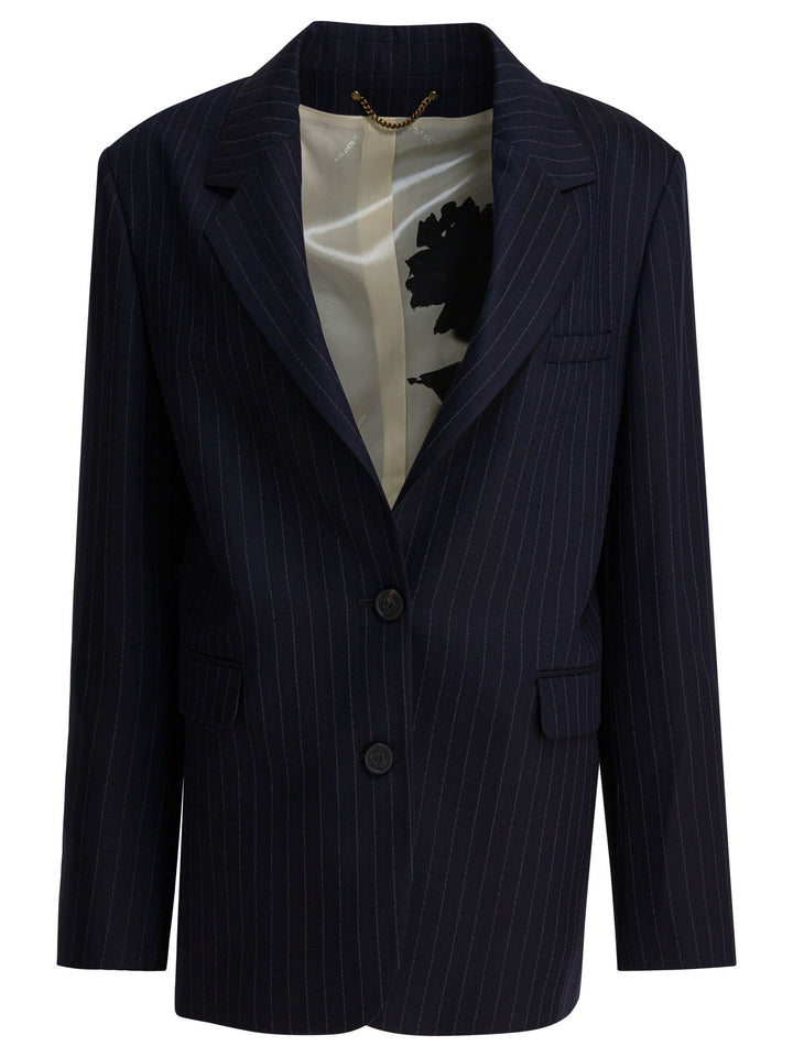 Golden Goose Single-Breasted Pinstripe Blazer Jacket Jackets and Coats - Blue | c0f3058ac92599279a7d0876bb2cd1d06b1495a7