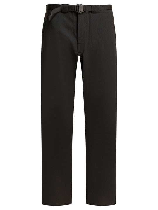 Wool Blend Belted Pants Trousers Black