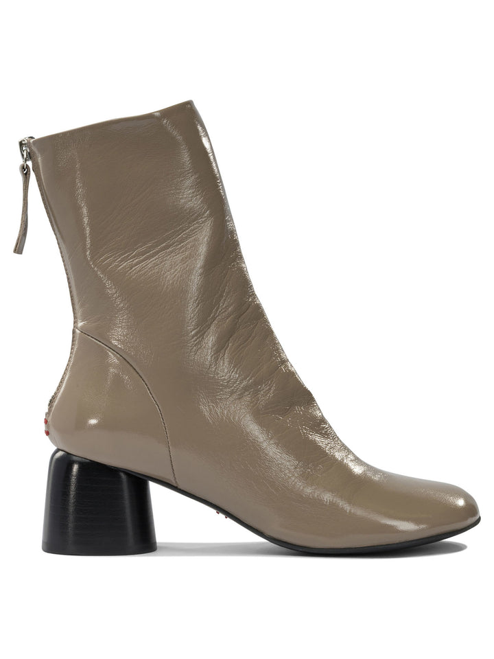Halmanera Leather Zippered Ankle Boots - Beige | ff2646d7910e076a4e652201f015a60b7abc4f70
