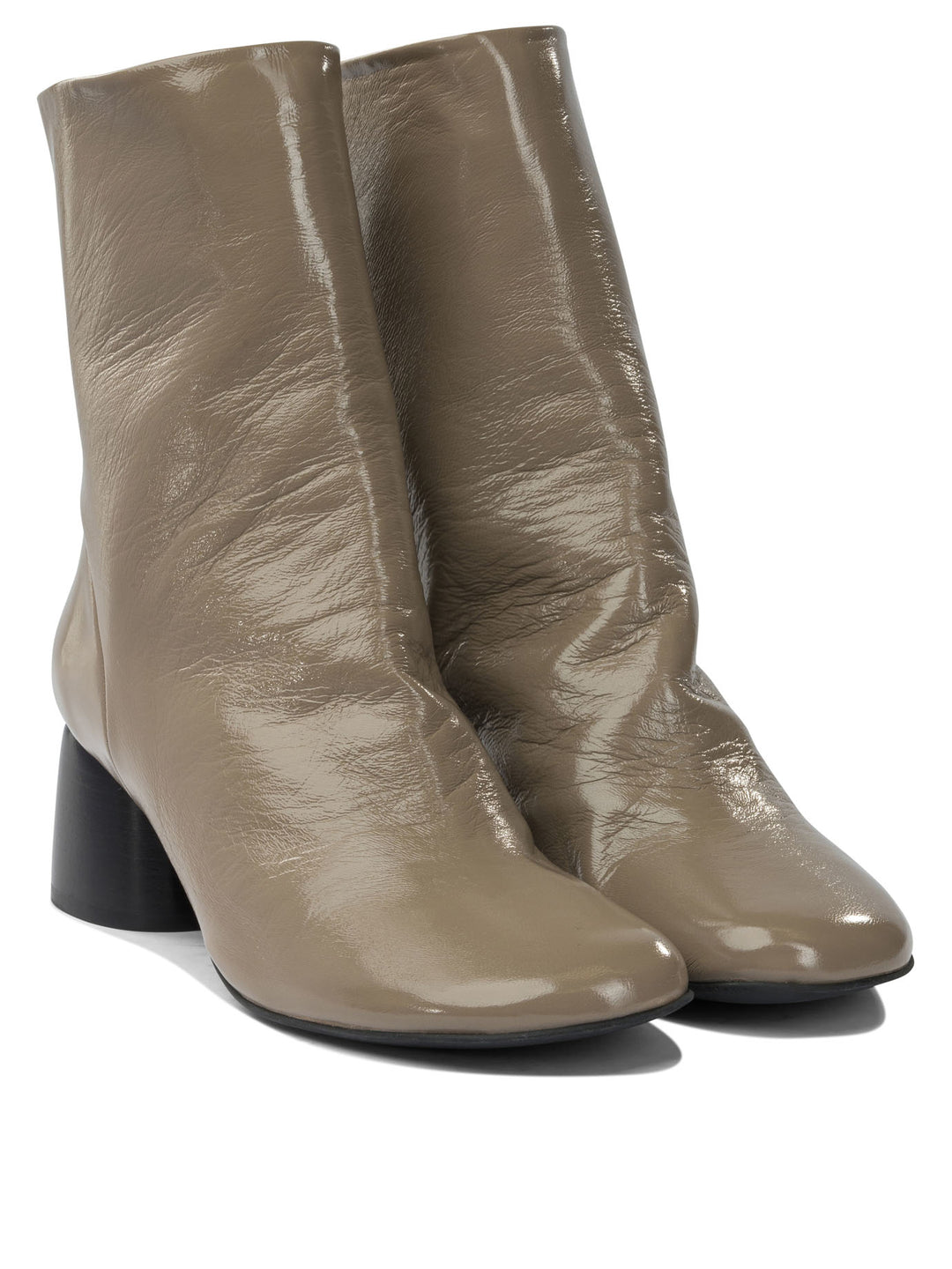 Halmanera Leather Zippered Ankle Boots - Beige | 99a438ac22f268123160fa0e5bd9ea3308ea2d29