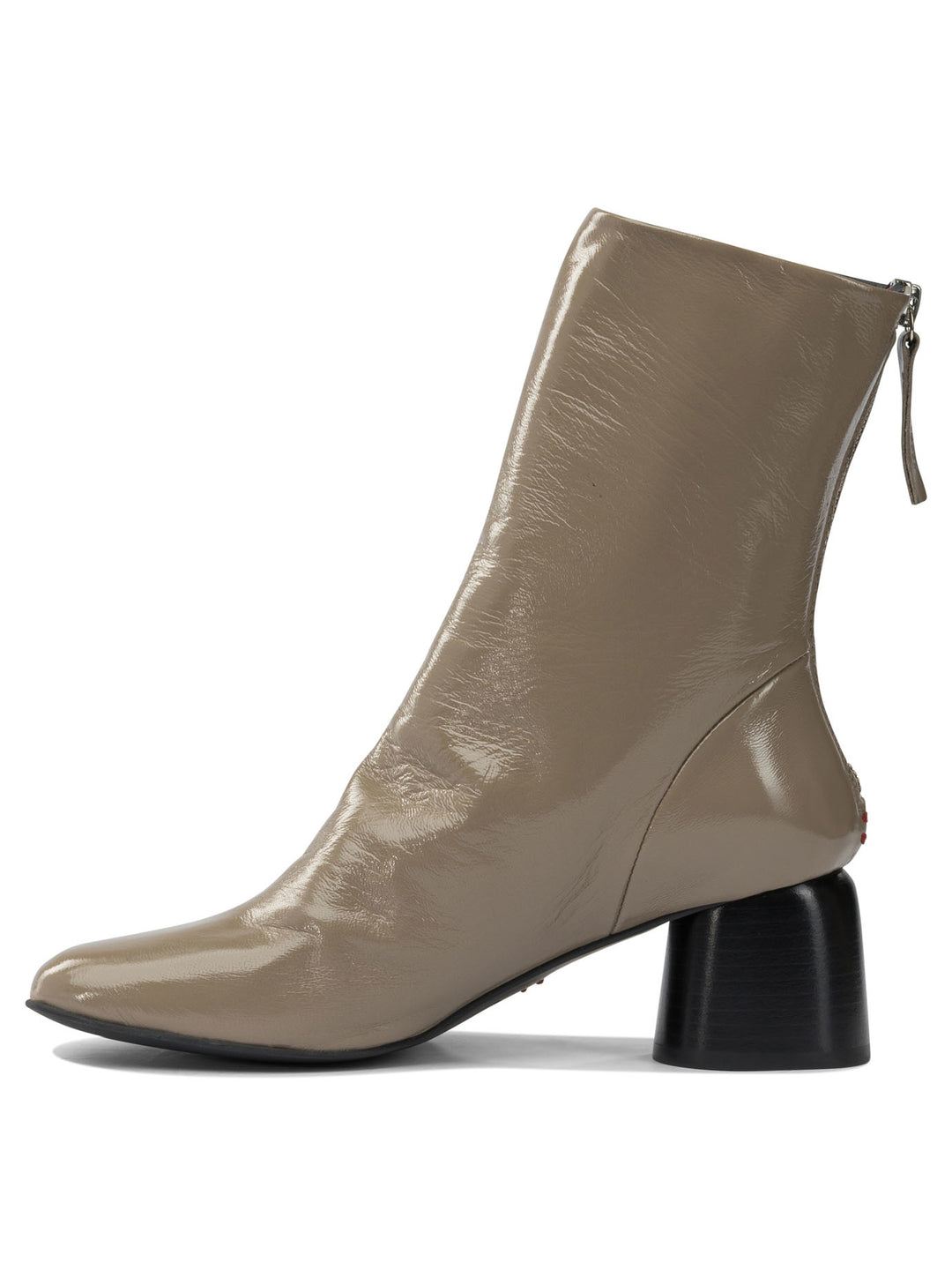 Halmanera Leather Zippered Ankle Boots - Beige | 6342243f85ac1e75d554171e57f77b2ca61a13d9