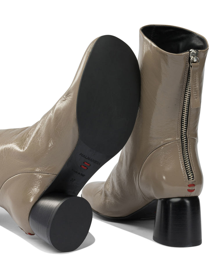 Halmanera Leather Zippered Ankle Boots - Beige | ac85a401b1df6dfa60818344a694e0cd13fb5c28