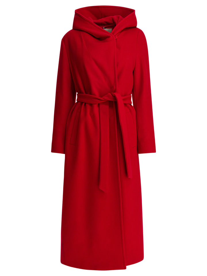 Herno Virgin Wool Long Coat Jackets and Coats - Red | 409e264b6dfe3d63b06c7b31baddfbecfaab14a4