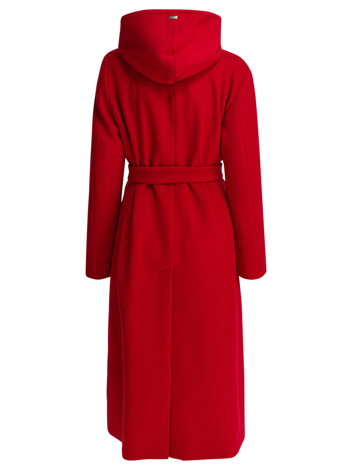 Herno Virgin Wool Long Coat Jackets and Coats - Red | bb9d00d9955a16e1b5730e58d2e6ff76fa9236b6
