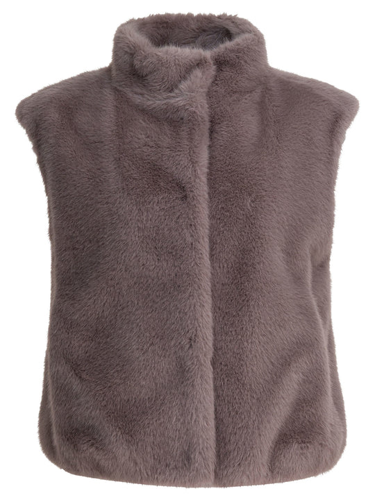 Sleeveless Faux Fur Jacket Jackets And Coats Pink