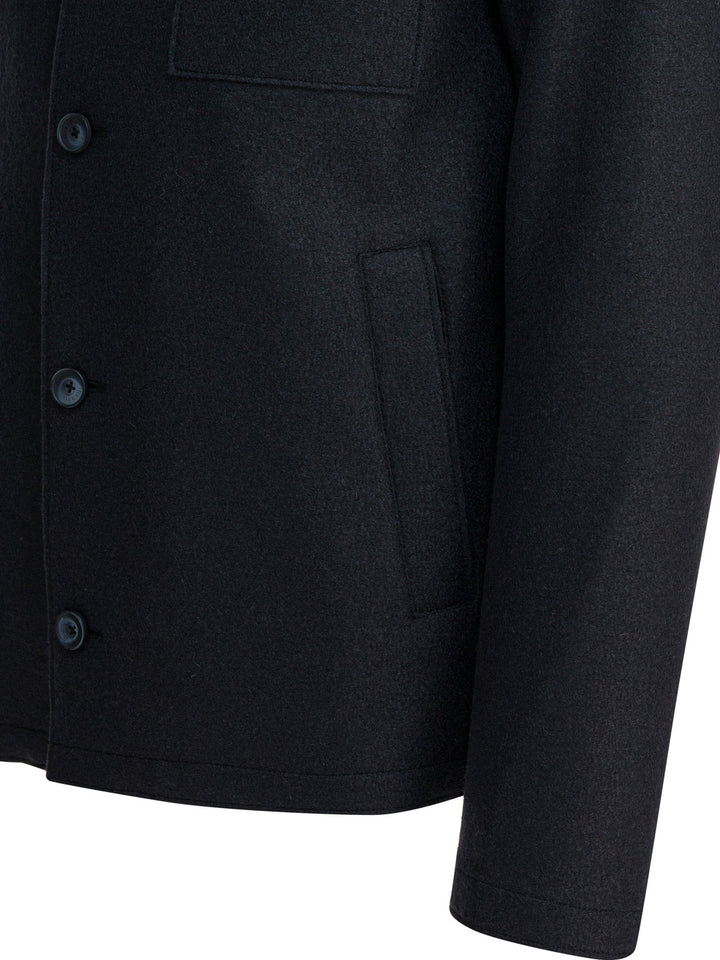 Herno Virgin Wool Overshirt Jacket Jackets and Coats - Blue | 9e7020478b663ffc300fdd53b66be2fb6f413acb