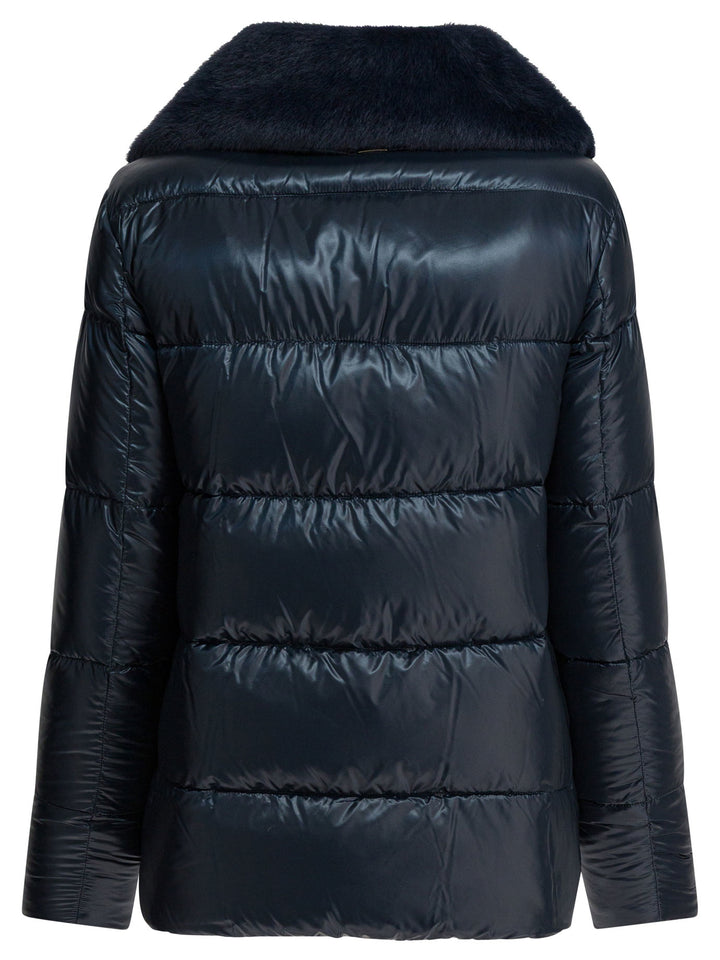 Herno Ultralight Nylon Down Jacket And Lady Alternative Fur Jackets and Coats - Blue | 9c78f60d92d1149926f449ee606907fe9ab27f7c