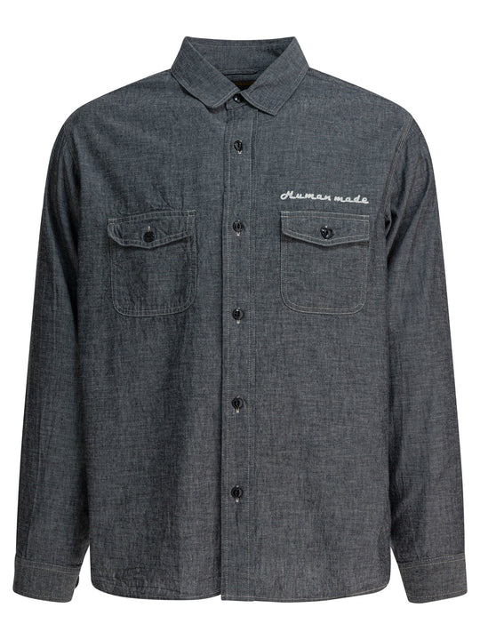 Chambray Shirt Shirts Grey