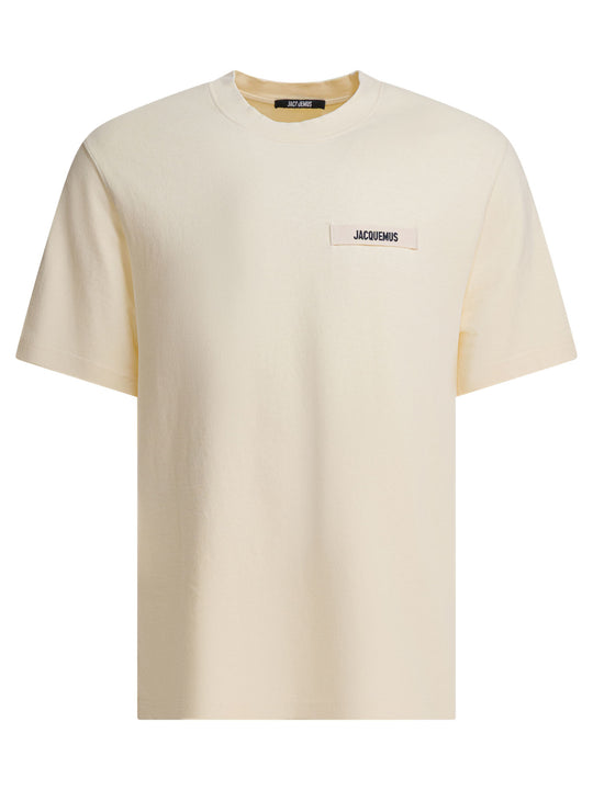 T-Shirt With Gros Grain Logo T-Shirts Beige