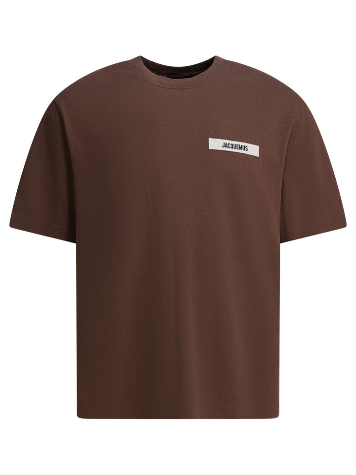Jacquemus T-Shirt With Gros Grain Logo T-shirts - Brown | ba367f216571c0f33e4247c70ce44b97fc5fc57a