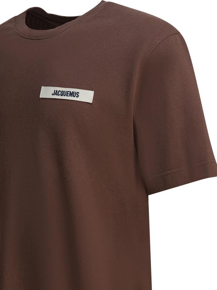 Jacquemus T-Shirt With Gros Grain Logo T-shirts - Brown | 4dfd83f24fe1ff7aa36ea7da19b1d83d72c5b536