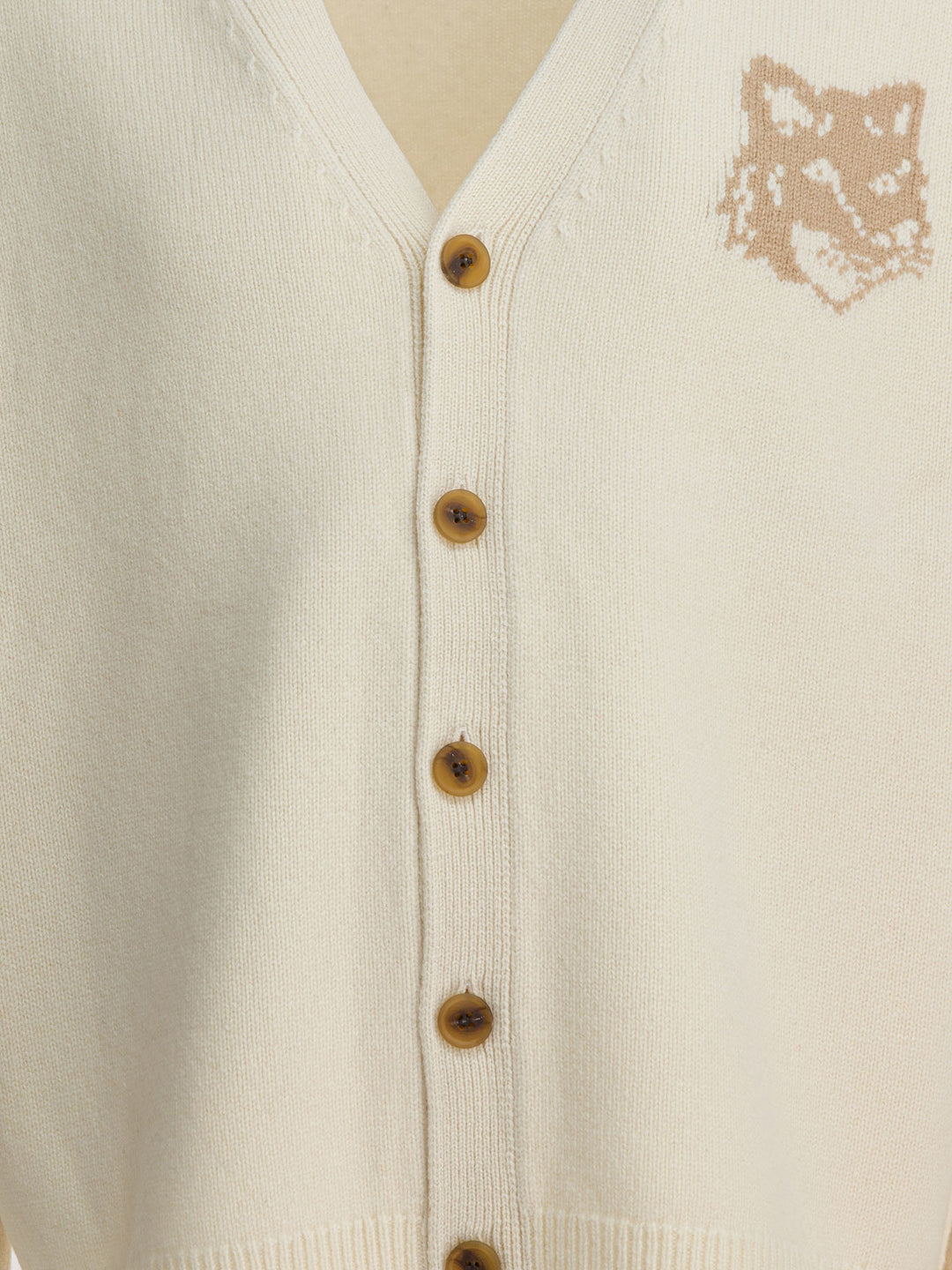 Maison Kitsuné Wool Cardigan With Fox Head Knitwear - Beige | 8a5b32b715601d328be956a1a2f68c35c219fee2