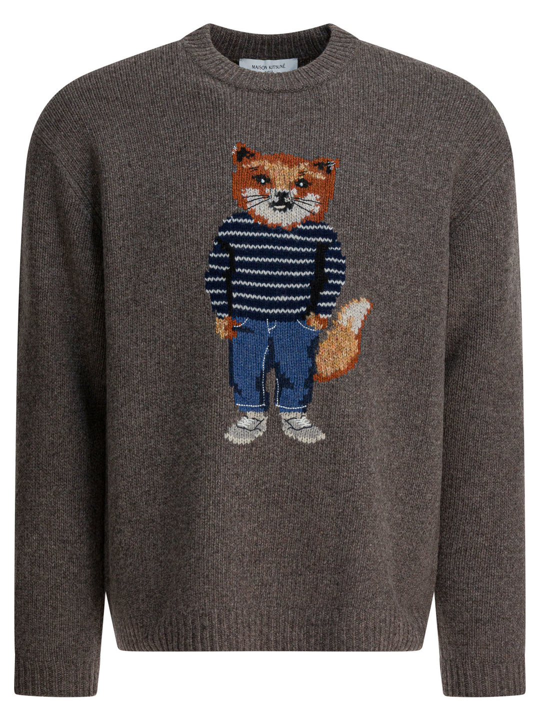 Maison Kitsuné Wool Sweater With Dressed Fox Knitwear - Grey | 1a02ead029bc7e47a8a00c2350afb098f9d4c5fe