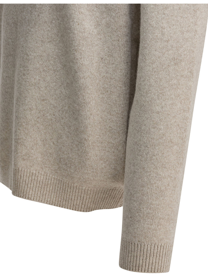 Maison Kitsuné Wool Crewneck Sweater Knitwear - Beige | 0686b1d3f566444f573efe754f3549439e122eed