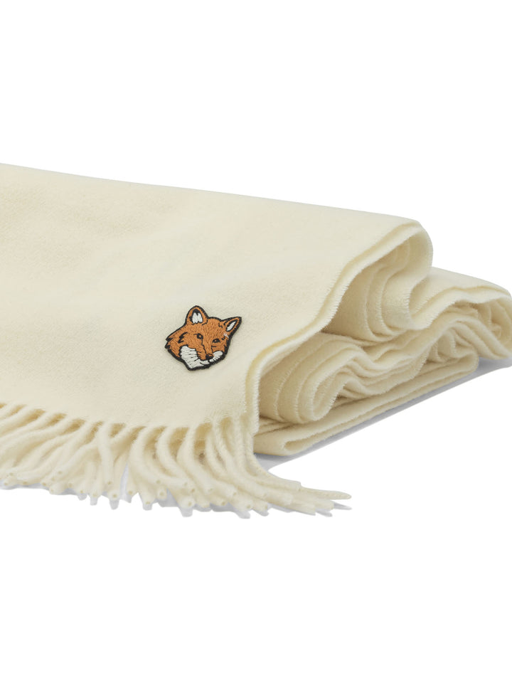 Maison Kitsuné Virgin Wool Fox Scarf Sciarpe & Foulard - White | 79f7a678edd117ab7e6473a47cc67b72f707b687