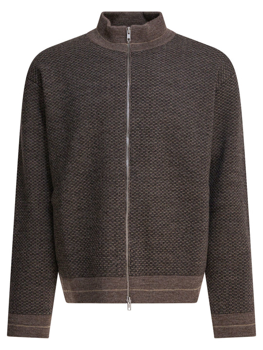 Wool Zipper Sweater Knitwear Grey