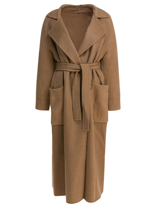 Camel Long Coat Jackets And Coats Brown