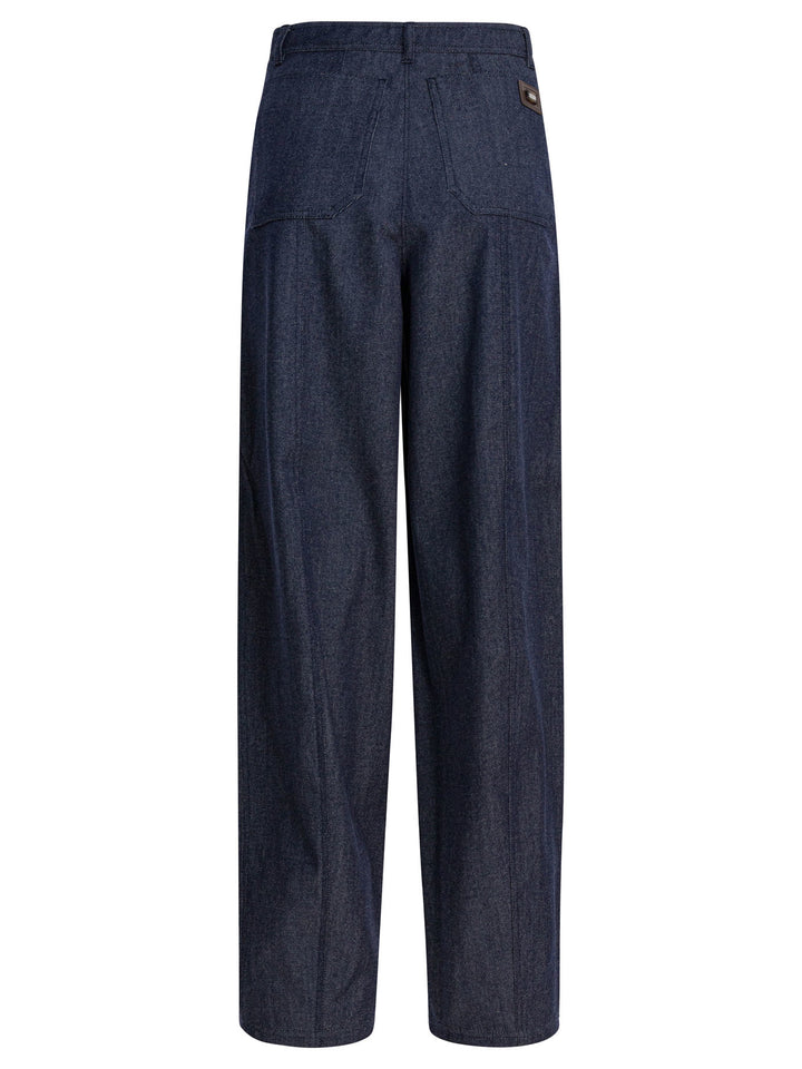 Max Mara Denim-Effect Wool Pants Trousers - Blue | f71a2cbc0029144c2ca2431f27c4398e6815fb03