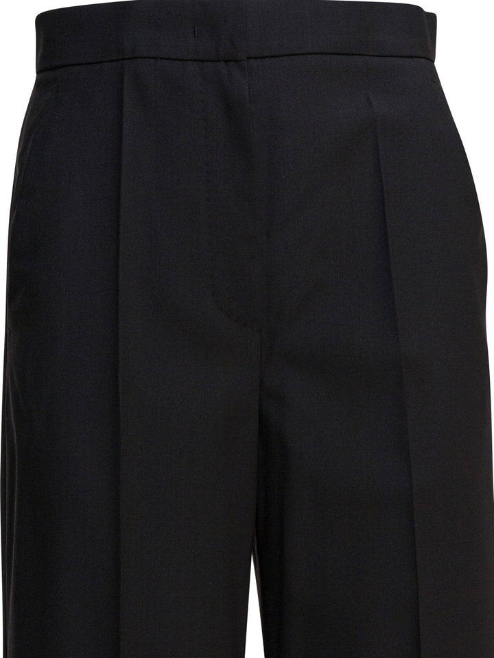 Max Mara Light Wool Straight Trousers - Black | 4d1006b9a47f148dfa8d3ef00dc0b795cb05ca57