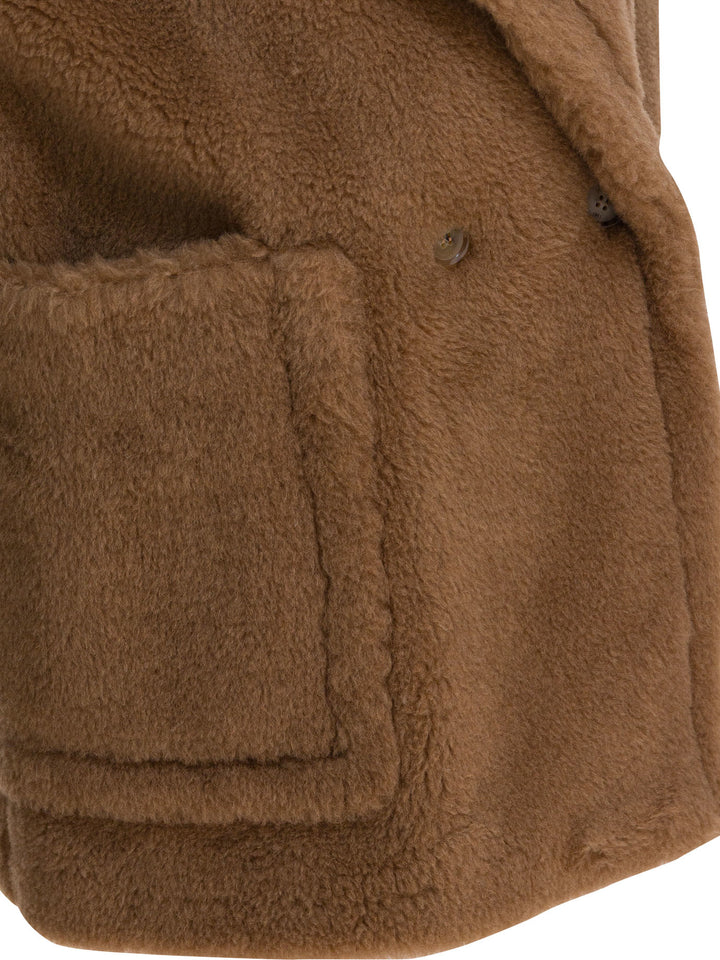 Max Mara Double-Breasted Sleeveless Jacket In Teddy Jackets and Coats - Brown | 1eac7ec09e9e4daea2e8c65f9a3a7d50ba27221e
