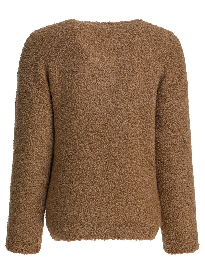 Max Mara Camel And Silk V-Neck Sweater Knitwear - Brown | 4681b876f3e372d1ce0a1c88777c90146ba3e576