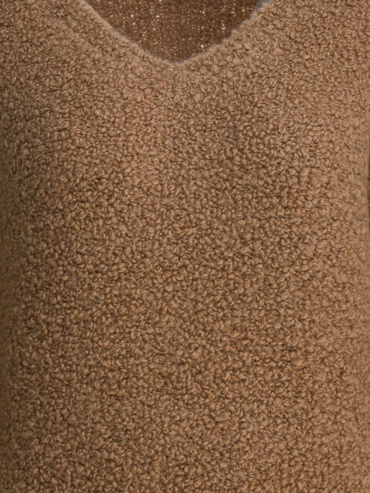 Max Mara Camel And Silk V-Neck Sweater Knitwear - Brown | 3b89064a7659104e1995551a1a404bf0d50d3e85