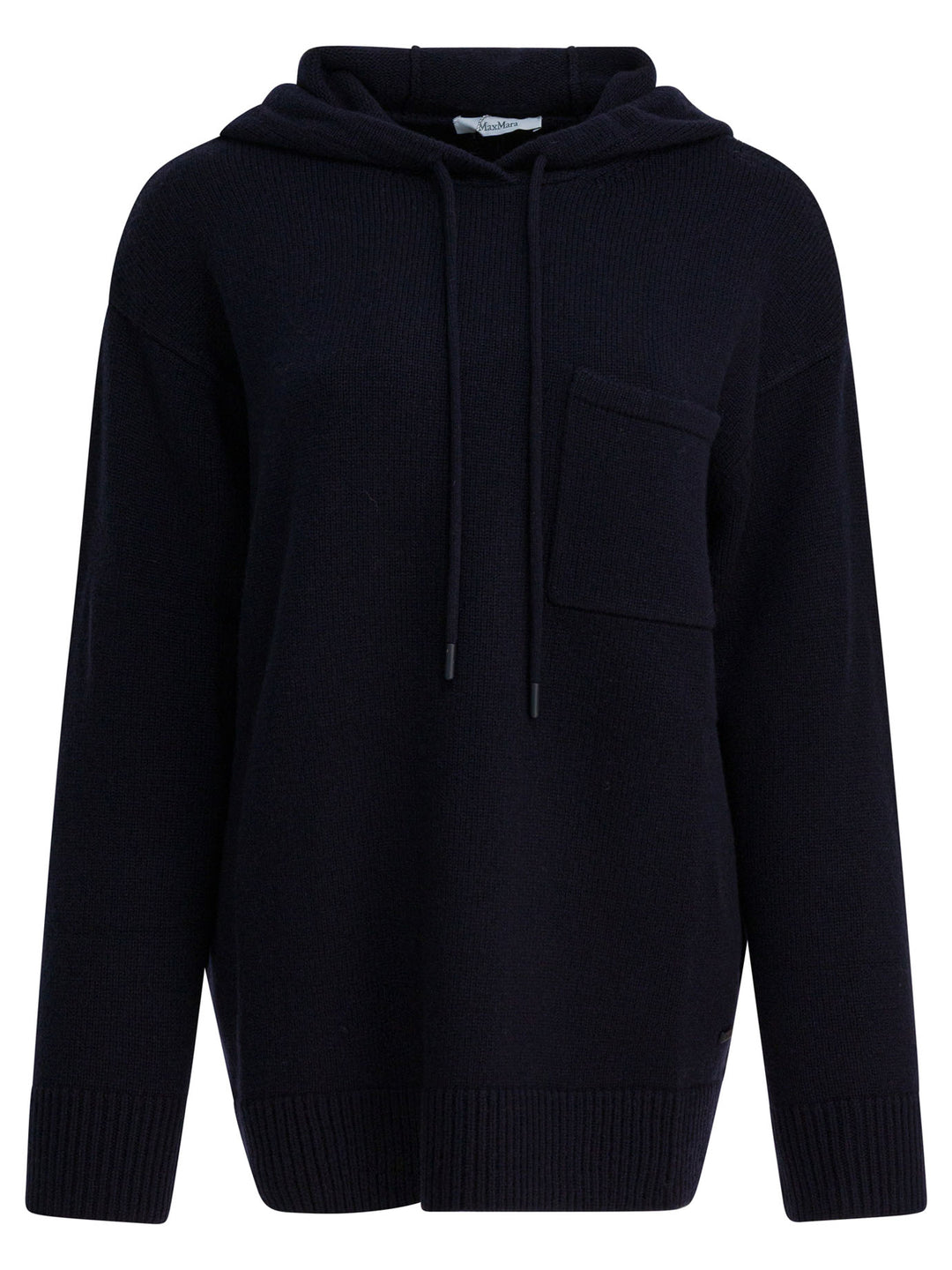 Max Mara Wool And Cashmere Hooded Sweater Knitwear - Blue | 51981705e9edc4aef9e19ddac340dec55bbe97c6