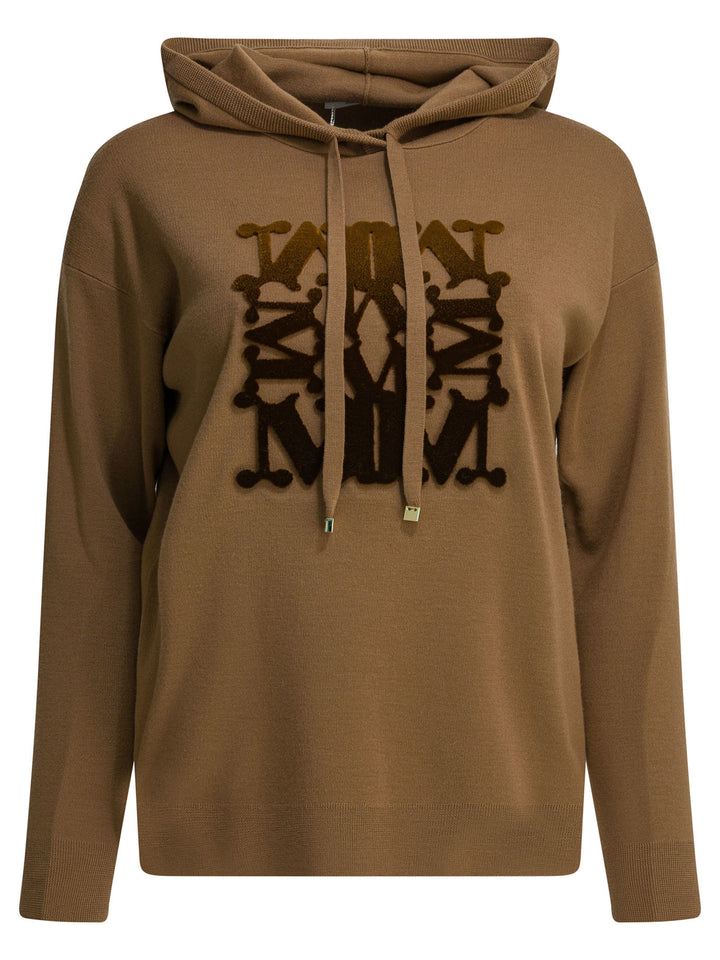 Max Mara Virgin Wool Hooded Sweater Knitwear - Brown | 30dbcc7ae25d7141087c326bbcae0a27e865464a