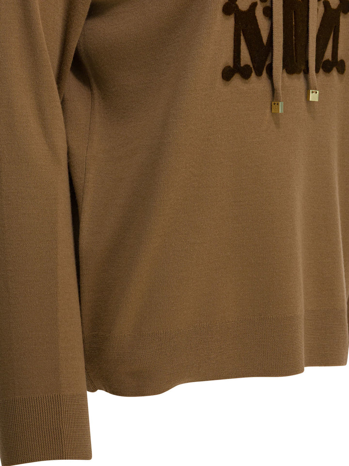 Max Mara Virgin Wool Hooded Sweater Knitwear - Brown | 9f57c3ca72af0b3055e0209c5bd98a19956ea5f4