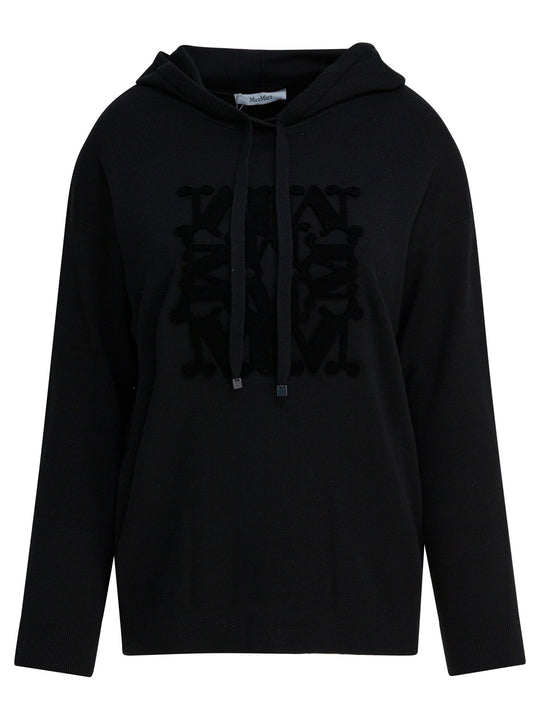 Virgin Wool Hooded Sweater Knitwear Black