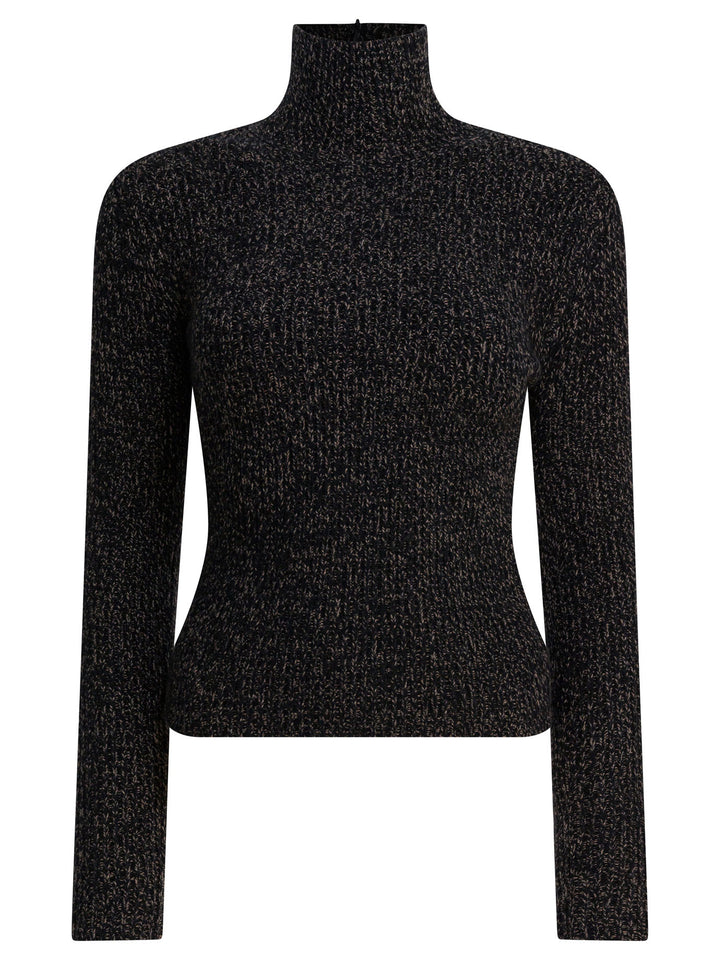 Max Mara Wool And Cashmere Mouliné Turtleneck Sweater Knitwear - Black | f0d676b2eecdb8cbc408d9883e22e48b0521fe78