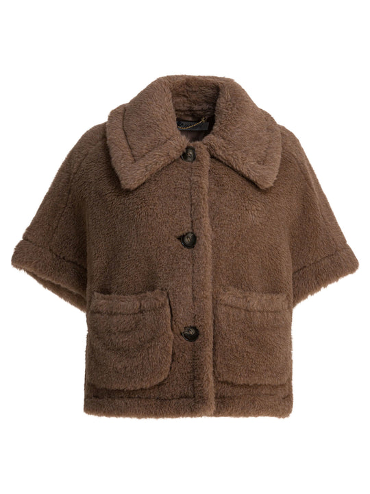 Teddy Fabric Cape Jackets And Coats Brown