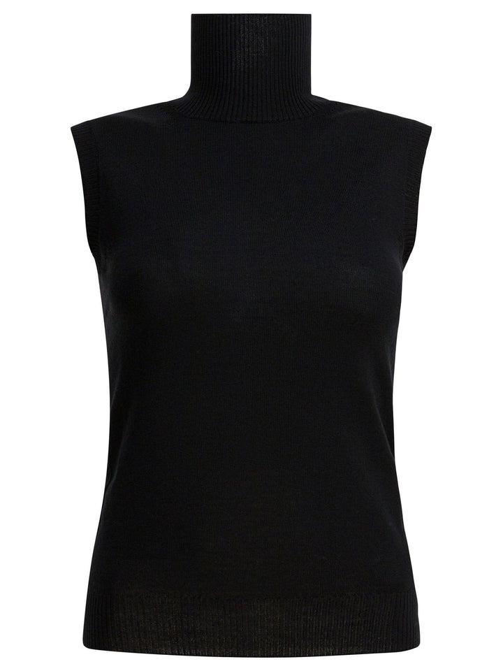 Max Mara Sportmax Mock Neck Sleeveless Knitwear - Black | 6c2be6213da538ad58f6073550121b35d5bacabc