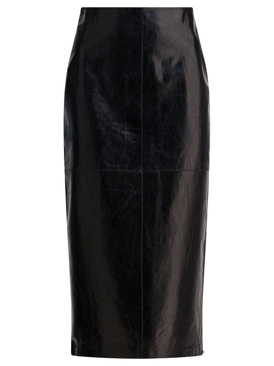Leather Midi Skirt Skirts Black