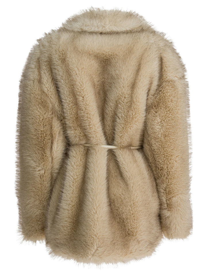Max Mara Sportmax Furry Effect Fabric Coat Jackets and Coats - Beige | f88dd0141521a6f2ec05d287581cccd948ab75fb