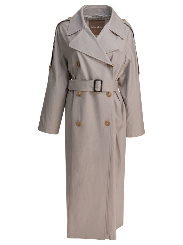 Max Mara The Cube Double-Breasted Cotton Twill Trench Coat Jackets and Coats - Beige | 640ec6d853e949e860098694c1f14535dc8a443a