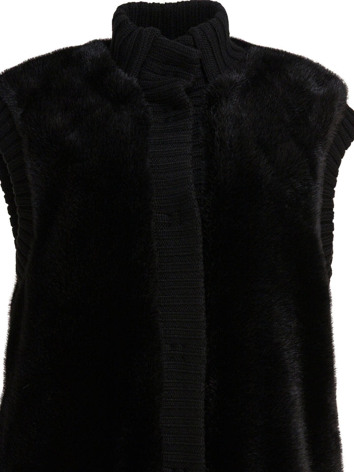 Pinko Sleeveless Faux Fur Jacket Jackets and Coats - Black | edc657ba6046fc57fc59a6edeb95168c68a1c074