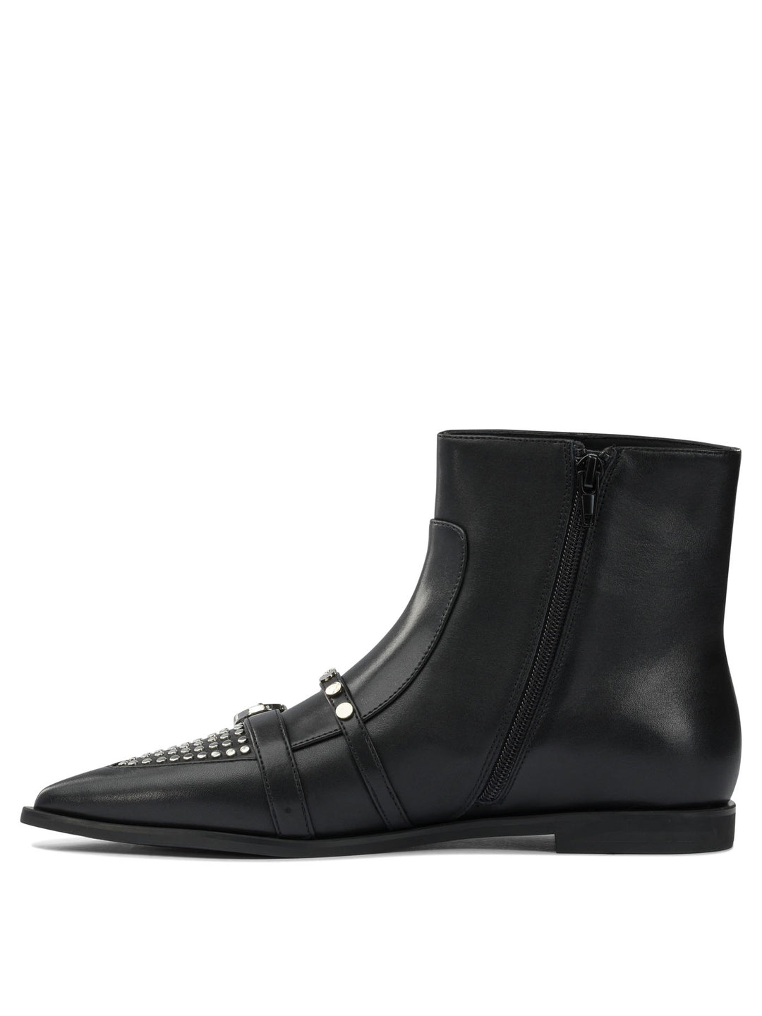 Pinko Leather Zippered Ankle Boots - Black | e2d50d7159a393ce49aad2ad8faf59f335179abc