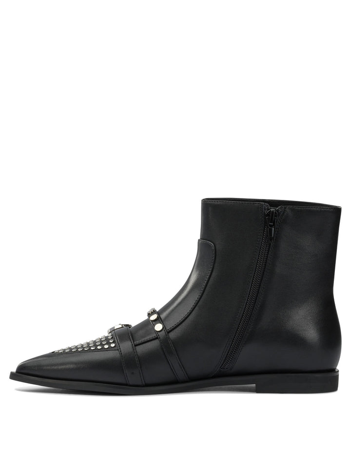 Pinko Leather Zippered Ankle Boots - Black | e2d50d7159a393ce49aad2ad8faf59f335179abc