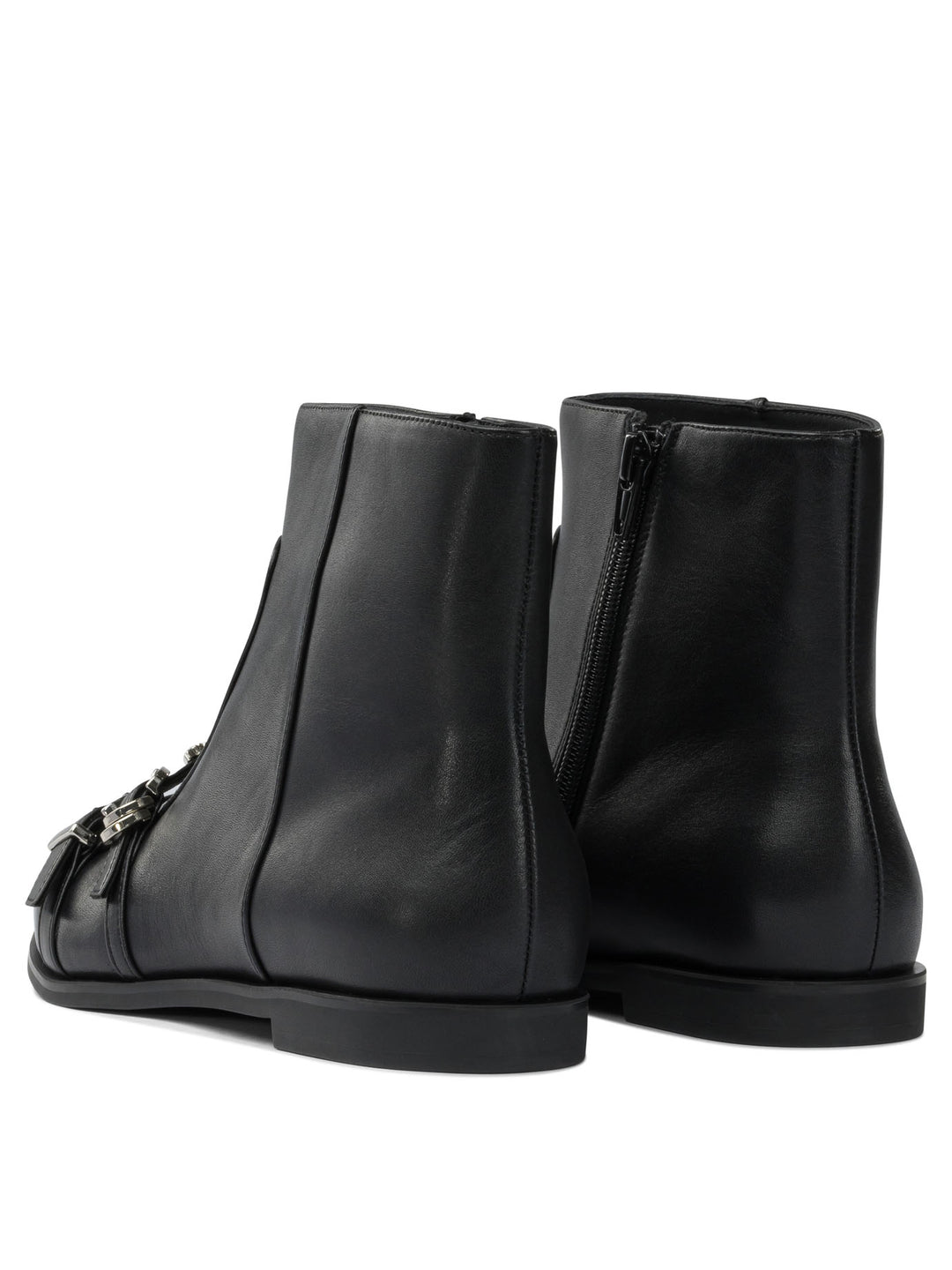 Pinko Leather Zippered Ankle Boots - Black | 74ddcc276d744a1ef338b996dda57a2fcb65080e