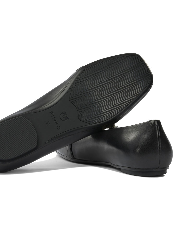 Pinko Leather Ballet Flats With Square Toe Ballerinas - Black | 73c438ba753650413730d6c8bbfa517afa6e8223