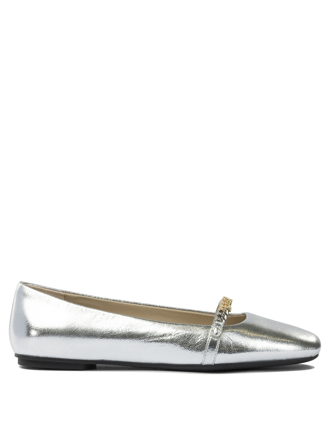 Pinko Leather Ballet Flats With Square Toe Ballerinas - Silver | 3d2b71dcdaa0dcc80d6314d012a5f1e37ebfcaf0