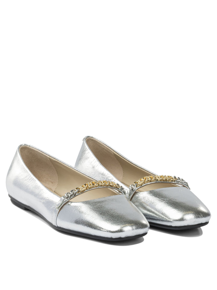 Pinko Leather Ballet Flats With Square Toe Ballerinas - Silver | a6e823230eea5ba3a0820878ad7ad3ae6df28766