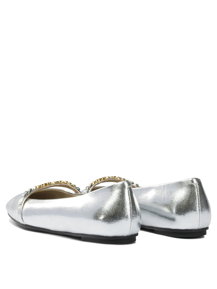 Pinko Leather Ballet Flats With Square Toe Ballerinas - Silver | 9b6b9e427c0c65705177689b5f76b62d7747ce4f