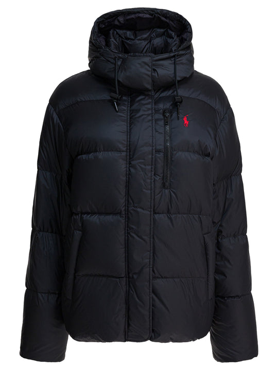 Down Jacket With Logo Jackets And Coats Black