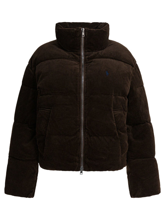 Short Down Jacket With Pony Jackets And Coats Brown