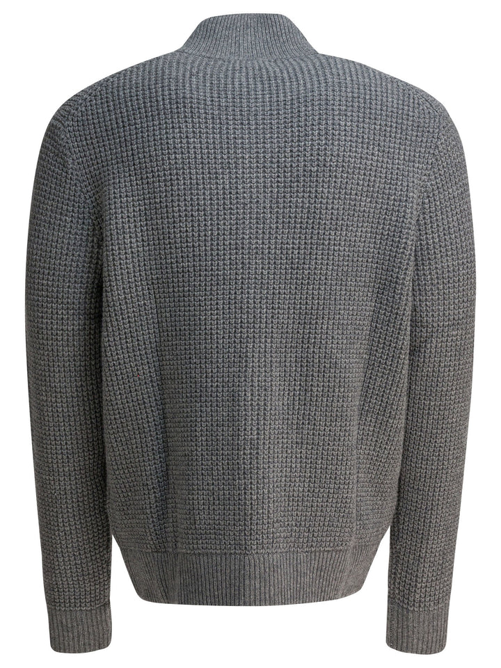 Polo Ralph Lauren Mock Neck Cardigan Knitwear - Grey | 5a374707ed26d63a5ee81b7603d869aa609e00a1
