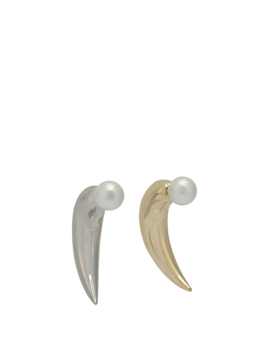 Horn Earrings With Pearl Jewels Gold