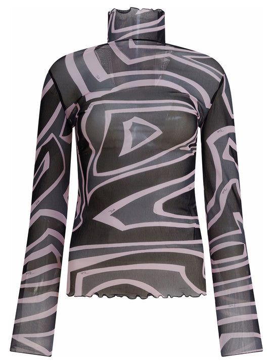 Labirinto Print Tulle T-Shirt T-Shirts Black